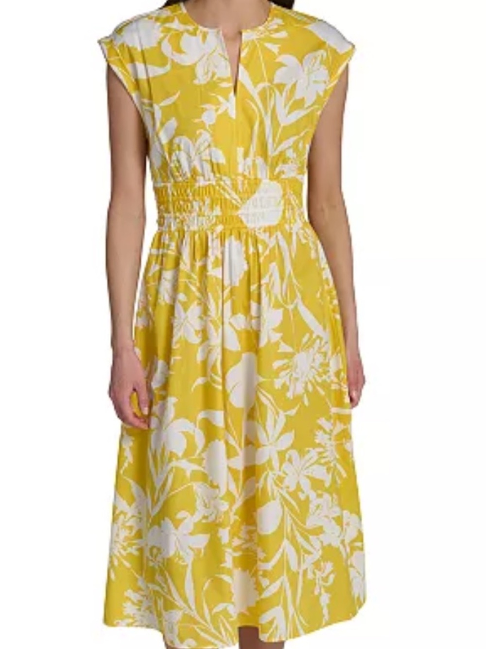 Calvin Klein Yellow and White Floral Midi Dress